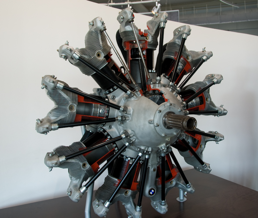 enormous old BMW airplane engine