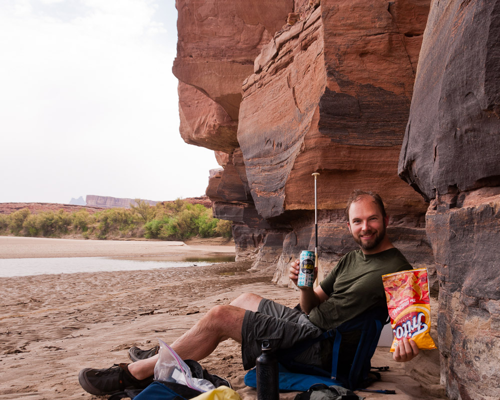 Campsite day 2, beer and fritos at Turk's Head